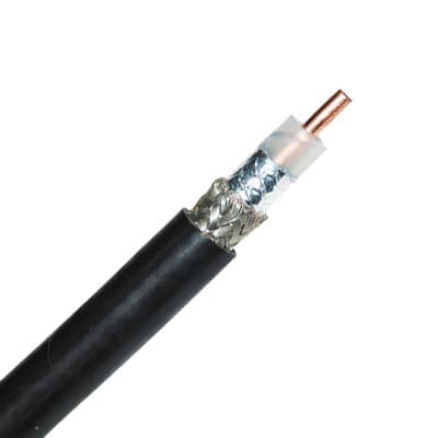 Retazo de 1 Metro de Cable coaxial tipo RG-8/U, conductor central de 2.74 mm en cobre sólido cal. 10, con 90% de blindaje de malla trenzada de cobre estañada + cinta Duobond, aislamiento de polietileno semi-sólido, forro de PVC. PRE