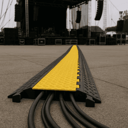 Protector de Cable de 5 Canales / Base de Goma y Tapa de Plástico / Capacidad 4.6 Toneladas / Canal 38x35MM / Longitud 90 cm / Amarillo y Negro