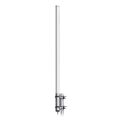 Antena Colineal de Fibra de Vidrio, Omnidireccional de Banda Aérea para Base, 118-138 MHz, 18 MHz de Ancho de Banda, Ganancia de 2.5 dBd, 500 Watt, N Hembra.