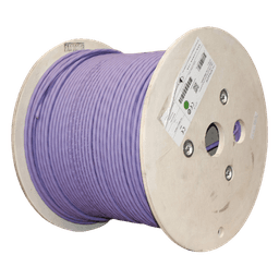 Bobina de Cable Blindado S/FTP de 4 Pares, Cat7A, Inmune a Ruido e Interferencias, LS0H (Bajo Humo, Cero Halógenos), Color Violeta, 305 Metros (1000 Pies)