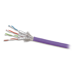 Bobina de Cable Blindado S/FTP de 4 Pares, Cat7A, Inmune a Ruido e Interferencias, LS0H (Bajo Humo, Cero Halógenos), Color Violeta, 305 Metros (1000 Pies)