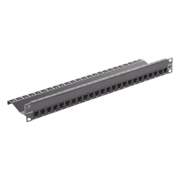 Patch Panel Z-Max de 24 Puertos, Blindado, Precargado con Jacks Categoría 6A, Plano, 1UR