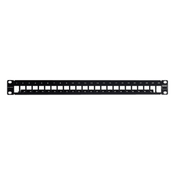 Patch Panel Blindado Modular de 24 Puertos / Plano / 1UR / 19" / Acero de Alta Resistencia / 44.5mm (1.75")