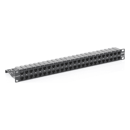 Patch Panel / 48 Puertos / Cat 6A Blindado / Plano / 1UR / Acero 18 Gauge