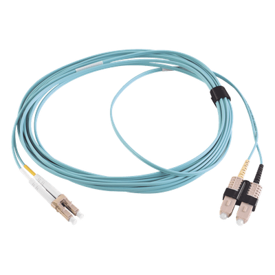 Jumper de Fibra Óptica Multimodo 50/125 XGLO OM3, LC-SC Duplex, OFNR, Color Aqua, 5 Metros (16.40 Pies)