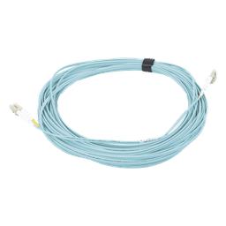 Jumper de Fibra Óptica Multimodo 50/125 XGLO OM3, LC-LC Duplex, OFNR, Color Aqua, 15 Metros (49.21 Pies)