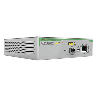Convertidor de medios Gigabit Ethernet PoE+ a fibra óptica, conector LC, multimodo (MMF), distancia hasta 550 m