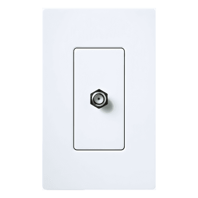 Toma de Pared Coaxial / Conector Tipo F / 75 Ohm / Estilo Designer / Blanco Brillante