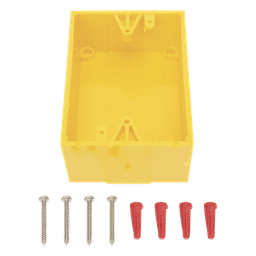 Caja de Montaje Superficial / Policarbonato Resistente / Perfil Bajo 1.5 pulgadas (38 mm) / Compatible con Botones de Emergencia / Activación Tipos 2, 5, 6, 7, 8 y 9