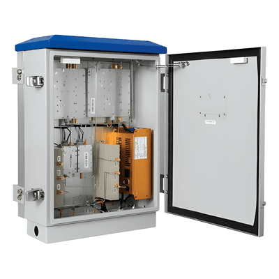 Repetidor de Señal Celular de Alta Potencia. Especial para Crear una Zona Celular en Áreas Rurales o Comunidades Alejadas. 95 dB de Ganancia, 20 Watts de Potencia, 1900 MHz Banda de Frecuencia. Hasta 5 Km Lineales de Cobertura.