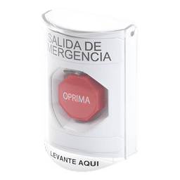 Botón Multipropósito, Texto Salida De Emergencia, Llave para Restablecer, Bocina Integrada De Alarma, Tapa De Policarbonato, 2 Relevadores forma C, Interior