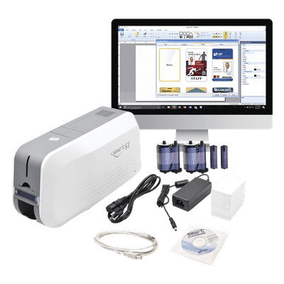 Kit de Impresora tarjetas PVC/ Puede Crecer a  Laminador/ Doble Cara / Incluye: 2 x Ribbon a Color, 100 tarjetas PVC, Software, 1 Kit de Limpieza