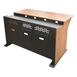Consola Profesional para Monitoreo | Con Porta PC | Con Tomacorriente | Tapas Removibles | Color Negro y Nogal con Veta | Lamina de Acero Rolado Calibre 18 | Pintura en Polvo Electrostática.