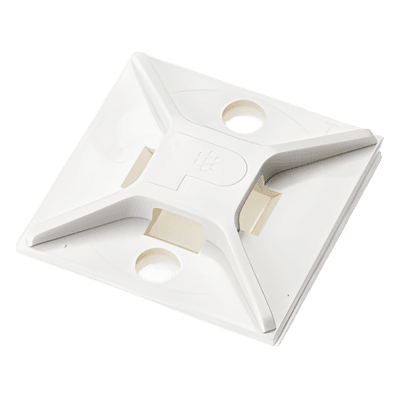 Montaje-Sujetador Para Cable de 4 Vías, con Adhesivo, 25.4 x 25.4mm (1in x 1in), Color Blanco, Uso en Interior, 1 pieza