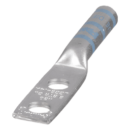 Zapata de compresión LCC6-14A-L para cal. 6 Awg, Doble barreno para tornillo prisionero de 1/4, Espaciado de orificio 16mm, 1 Pz
