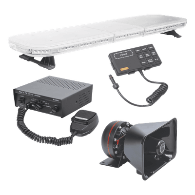 Kit de Equipamiento para Seguridad Pública / Barra LED 88 LEDs G3 / Sirena 100W 7 Tonos / Bocina 100W 8 Ohm / IP65 / SAE / 118 cm (46.5 in)