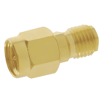 Adaptador en Línea, de Conector SMA Macho a SMA Hembra Inverso, Oro/ Oro/ Teflón.