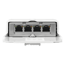 Switch PoE de Paso para Exterior / 4 Puertos Gigabit / 24V PoE / IP67 / -30°C a 70°C / 4 Gbps Throughput