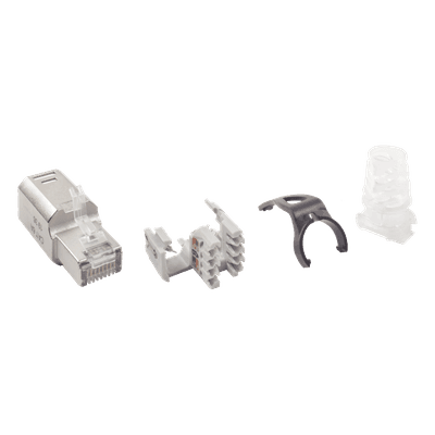 Plug RJ45 Cat6A Blindado / Terminación en Campo / 10G / UL 2043 Plenum / Sin Bota / Compatible Blindado y No Blindado