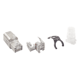 Plug RJ45 Cat6A Blindado / Terminación en Campo / 10G / UL 2043 Plenum / Sin Bota / Compatible Blindado y No Blindado