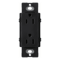 Tomacorriente dúplex de 15 A y 125 V, color negro brillante, familia Claro, apertura estilo Designer para placas de pared Lutron sin tornillos (placa se vende por separado)