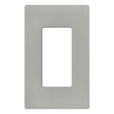 Placa de pared Claro de 1 espacio sin tornillos visibles, para atenuadores, apagadores y controles Lutron con apertura tipo Designer, acabado brillante color gris