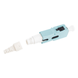 Conector de Fibra Óptica Pre-Pulido LightBow SC Simplex, Multimodo 50/125 (OM3/OM4), Re-Terminable, Color Aqua