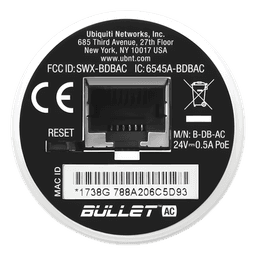 Radio Doble Banda Bullet airMAX AC hasta 160 Mbps en 2.4 GHz (2412-2472 MHz) o 300 Mbps en 5 GHz (5150-5875 MHz)