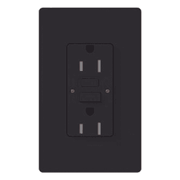 Tomacorriente GFCI / 15 A / 125 V~ 60 Hz / Autoprueba continua / Disparo 4-6 mA / Resistente a manipulaciones / Negro