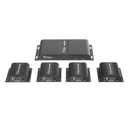 Kit Divisor y Extensor HDMI (Extender Splitter)  / Divide 1 Fuente HDMI a 4 Pantallas / Extiende la señal HDMI hasta 40 m / Resolución 1080P @ 60 Hz / Cat 6/6a/7 / Cero Latencia / Salida Loop en el Tx / IR / Alimente solo el Tx (PoC).