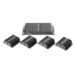 Kit Divisor y Extensor HDMI (Extender Splitter)  / Divide 1 Fuente HDMI a 4 Pantallas / Extiende la señal HDMI hasta 40 m / Resolución 1080P @ 60 Hz / Cat 6/6a/7 / Cero Latencia / Salida Loop en el Tx / IR / Alimente solo el Tx (PoC).