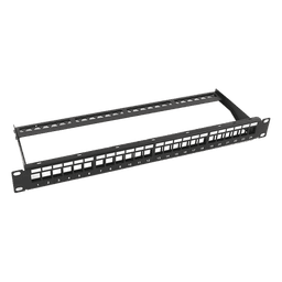 Patch Panel / 24 Puertos / 1U Rack / Acero al Carbono / Barra Organizadora / 19"