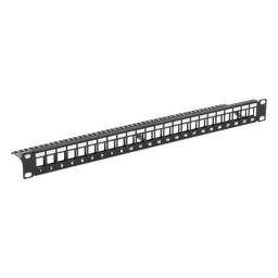 Patch Panel / 24 Puertos / 1U Rack / Acero al Carbono / Barra Organizadora / 19"