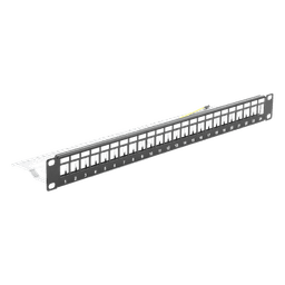 Panel de Parcheo Modular Blindado / 24 Puertos STP / 1U / Acero SPCC 1.5mm / Ángulo Ajustable ±30'