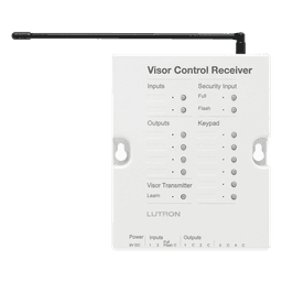 Receptor de Control de Visera / 4 Salidas de Contacto Seco / 2 Entradas de Contacto Seco / Entrada de Seguridad / Hasta 10 Transmisores / RadioRA 2