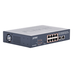 Switch de Escritorio No Administrable / 8 Puertos 10/100/1000T PoE+ 802.3at / 2 Puertos Uplink 10/100/1000T / Presupuesto PoE 120 Watts / Modos Estándar, VLAN y Extend / Distancia Extendida 250 mts / Rackeable