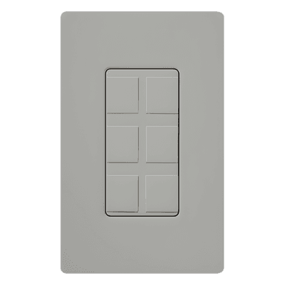 Marco de 6 puertos color gris para conectores snap-in de red, fibra, coaxial y telefonía, línea Claro, incluye 6 insertos ciegos; placa de pared se vende por separado