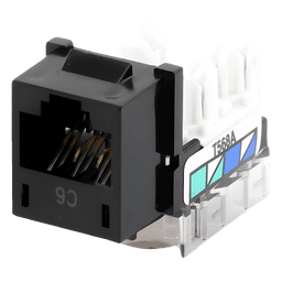 Jack RJ45 / Categoría 6 / 8 Conductores / Snap-In / Color Negro / Para Marco de 6 Puertos