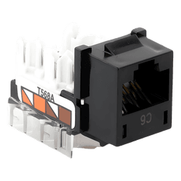Jack RJ45 / Categoría 6 / 8 Conductores / Snap-In / Color Negro / Para Marco de 6 Puertos