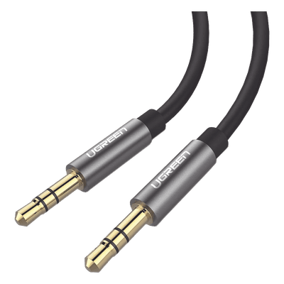 Cable Auxiliar 2 Metros / Conector 3.5mm a 3.5mm / Macho a Macho / Cubierta de TPE / Carcasa de Aluminio / Color Negro