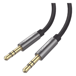 Cable Auxiliar 2 Metros / Conector 3.5mm a 3.5mm / Macho a Macho / Cubierta de TPE / Carcasa de Aluminio / Color Negro