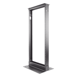 Rack de Dos Postes Estándar de 19 in, Rieles Numerados y Roscados #12-24, Fabricado en Aluminio, 24 Unidades de Rack, Color Negro