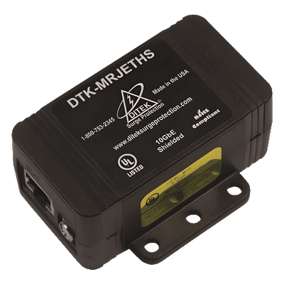 Protector de un solo canal 10GbE para sistemas de CCTV , Ideal para protección de cableado categoría CAT5e, CAT6 y CAT6A.