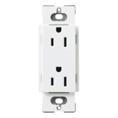 Tomacorriente dúplex 15 A 125 V de la línea Claro y Satin Colors en color Snow, para caja de pared estándar, placa se vende por separado