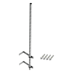 Mástil de 3 m de 1-1/2" diámetro ced. 30 con Herrajes para Sujeción a Pared. 