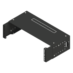 Rack Abierto de montaje en Pared, de 19in,  Profundidad Ajustable (8" a 12") de 2.5  Unidades de rack, con Capacidad de Crecimiento.