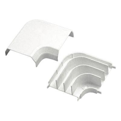 Curva de radio controlado, para uso con canaleta T70, Material PVC Rígido, Color Blanco Mate