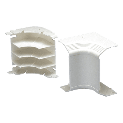 Esquinero interior, para uso con canaleta T70, Material PVC Rígido, Color Blanco Mate