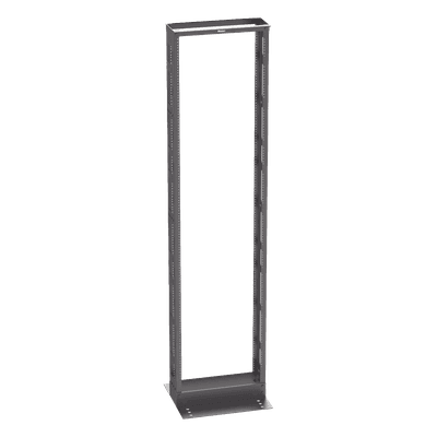 Rack de Dos Postes Estándar de 19 in, Rieles Numerados y Roscados #12-24, 6 in de Profundidad, Fabricado en Acero, 45 Unidades de Rack, Color Negro