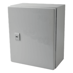 Gabinete de Acero IP66 Uso en Intemperie (250 x 300 x 150 mm) con Placa Trasera Interior Metálica y Compuerta Inferior Atornillable (Incluye Chapa y Llave T).